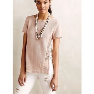 MOTH Modiera Eyelet pink & beige Knit Sweater Anthropologie